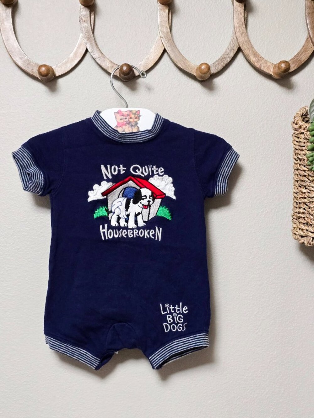 Vintage Little Big Dogs "Not Quite Housebroken" Romper NB 0-3 Mos. Y2K
